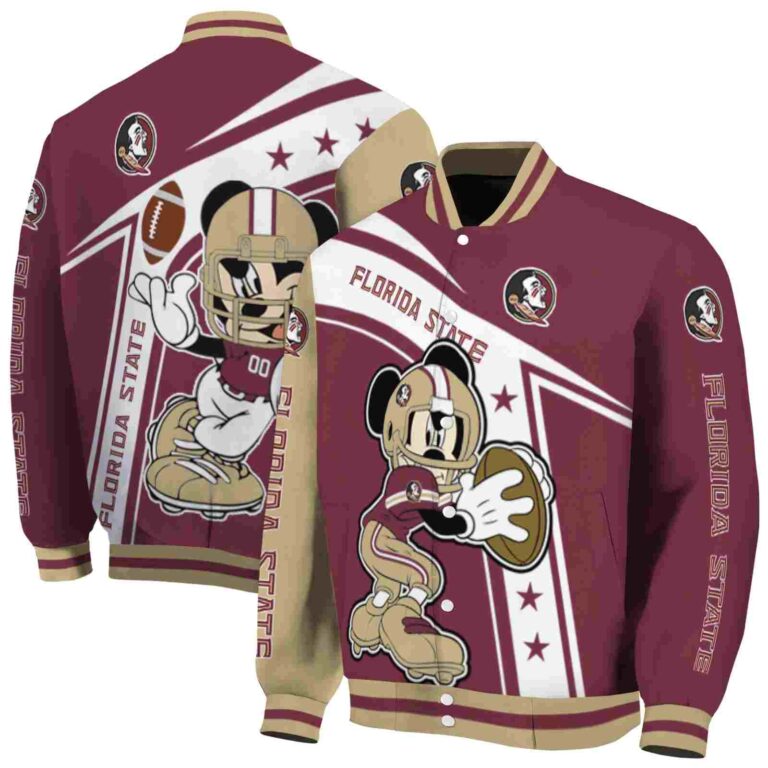 custom florida state seminoles mickey football garnet white jacket fashion forward
