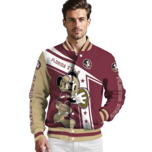 custom florida state seminoles mickey football garnet white jacket high quality