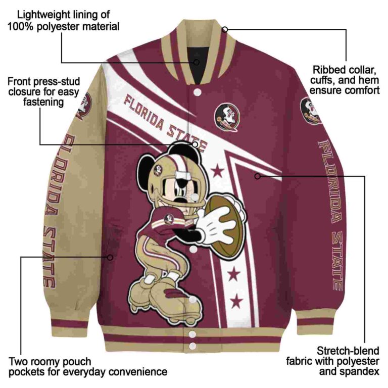 custom florida state seminoles mickey football garnet white jacket new arrival