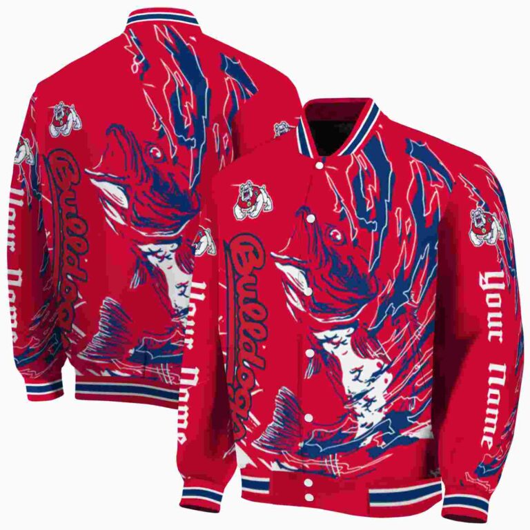 custom fresno state bulldogs fishing passion red white jacket fashion forward