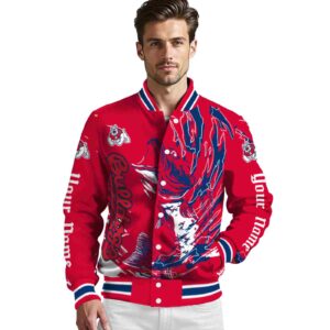 custom fresno state bulldogs fishing passion red white jacket high quality