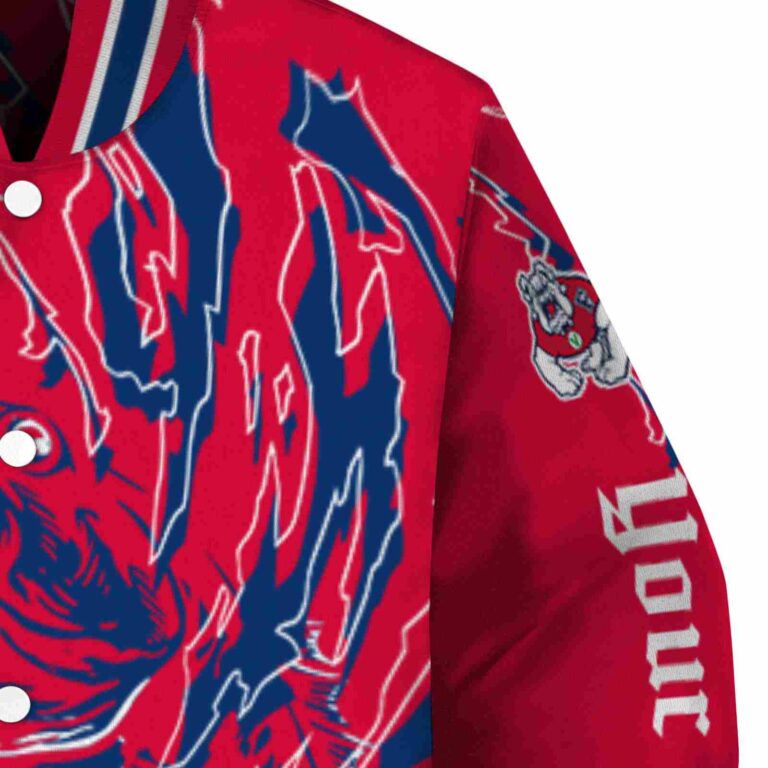 custom fresno state bulldogs fishing passion red white jacket premium grade