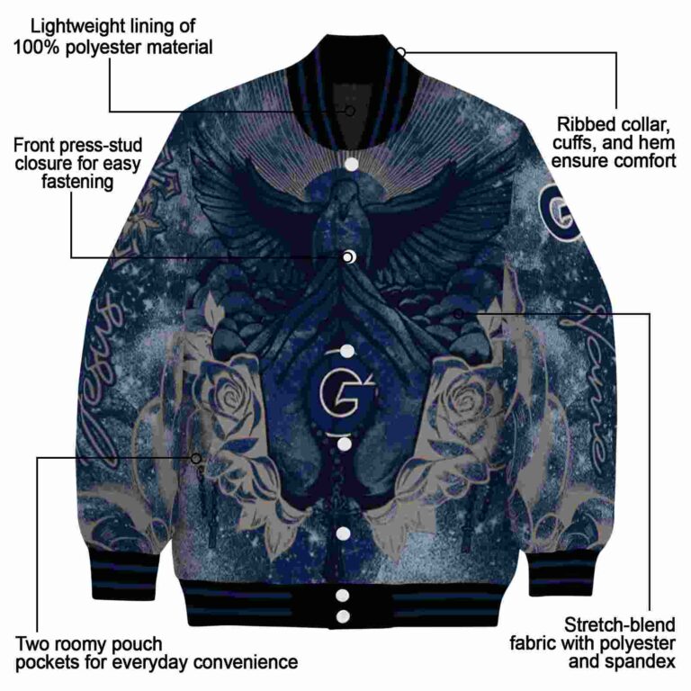 custom georgetown hoyas praying hands blue jacket new arrival