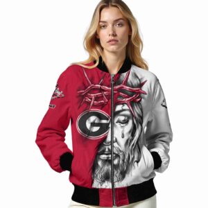 custom georgia bulldogs jesus tears red white jacket latest model