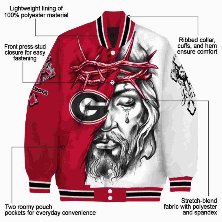 custom georgia bulldogs jesus tears red white jacket new arrival