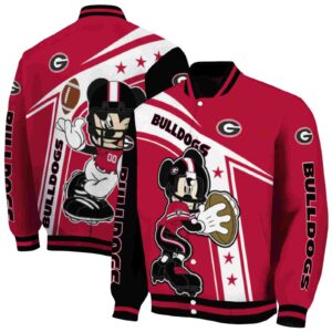 custom georgia bulldogs mickey football red white jacket fashion forward