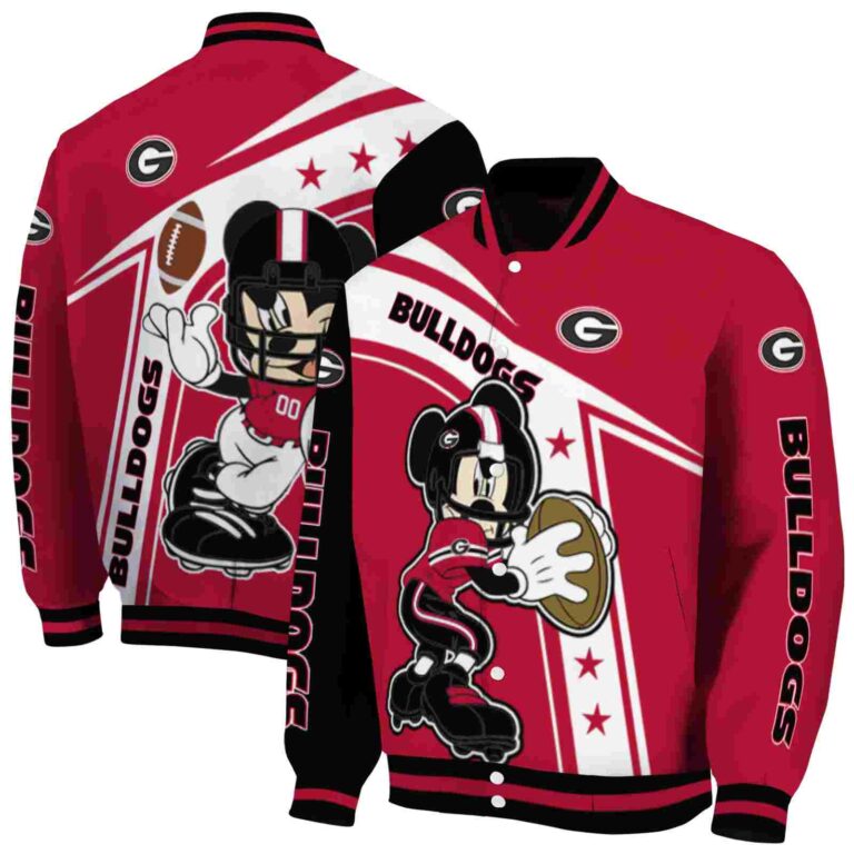 custom georgia bulldogs mickey football red white jacket fashion forward