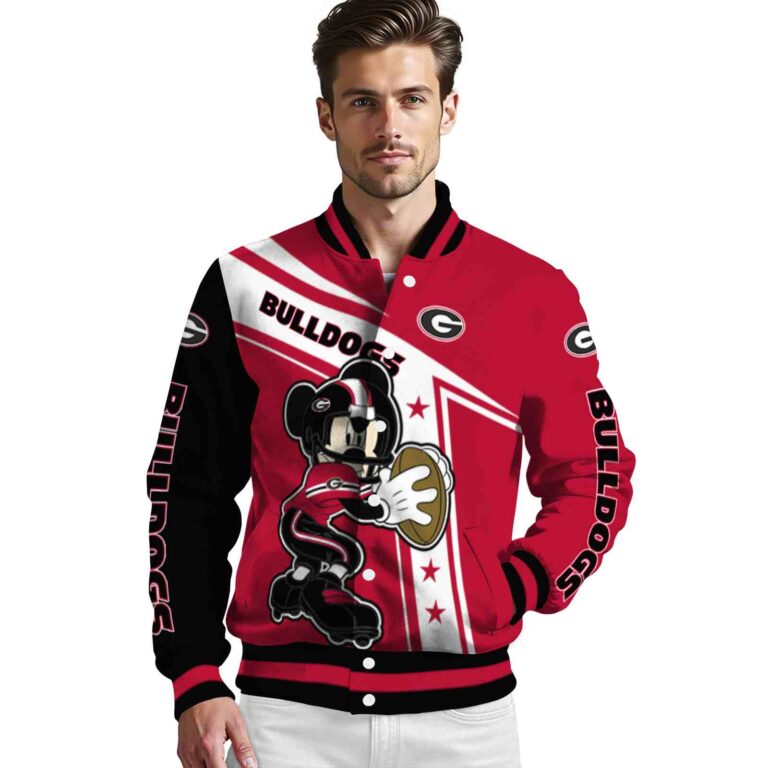 custom georgia bulldogs mickey football red white jacket high quality