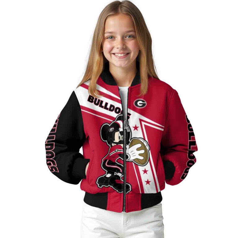 custom georgia bulldogs mickey football red white jacket top rated