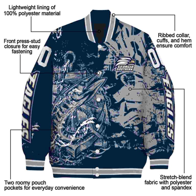 custom georgia southern eagles fishing art blue jacket new arrival