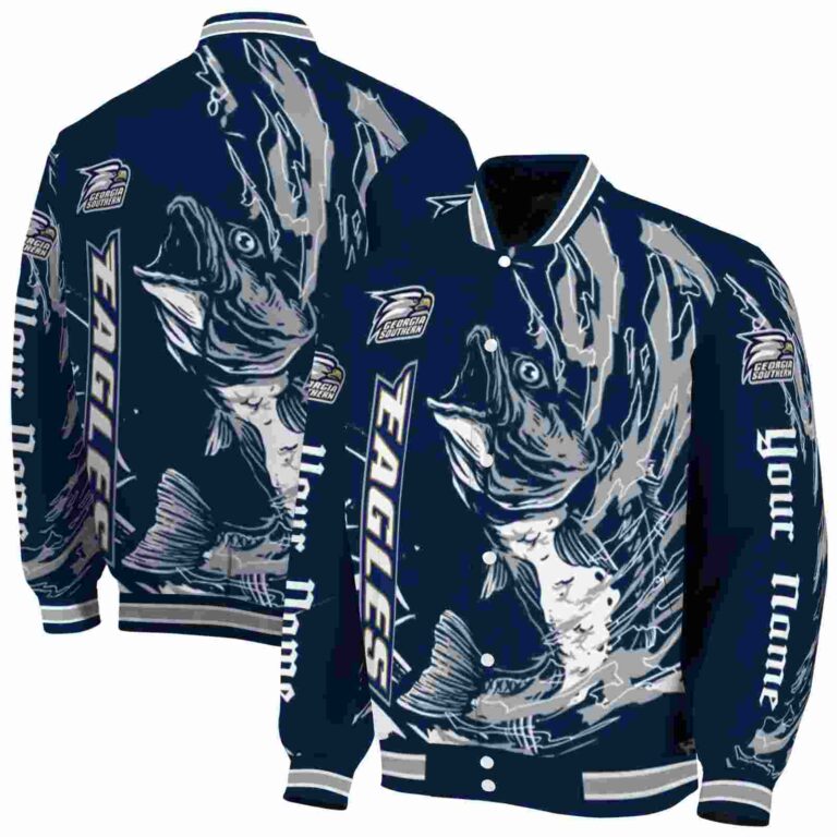custom georgia southern eagles fishing passion blue white jacket fashion forward