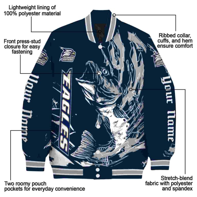 custom georgia southern eagles fishing passion blue white jacket new arrival