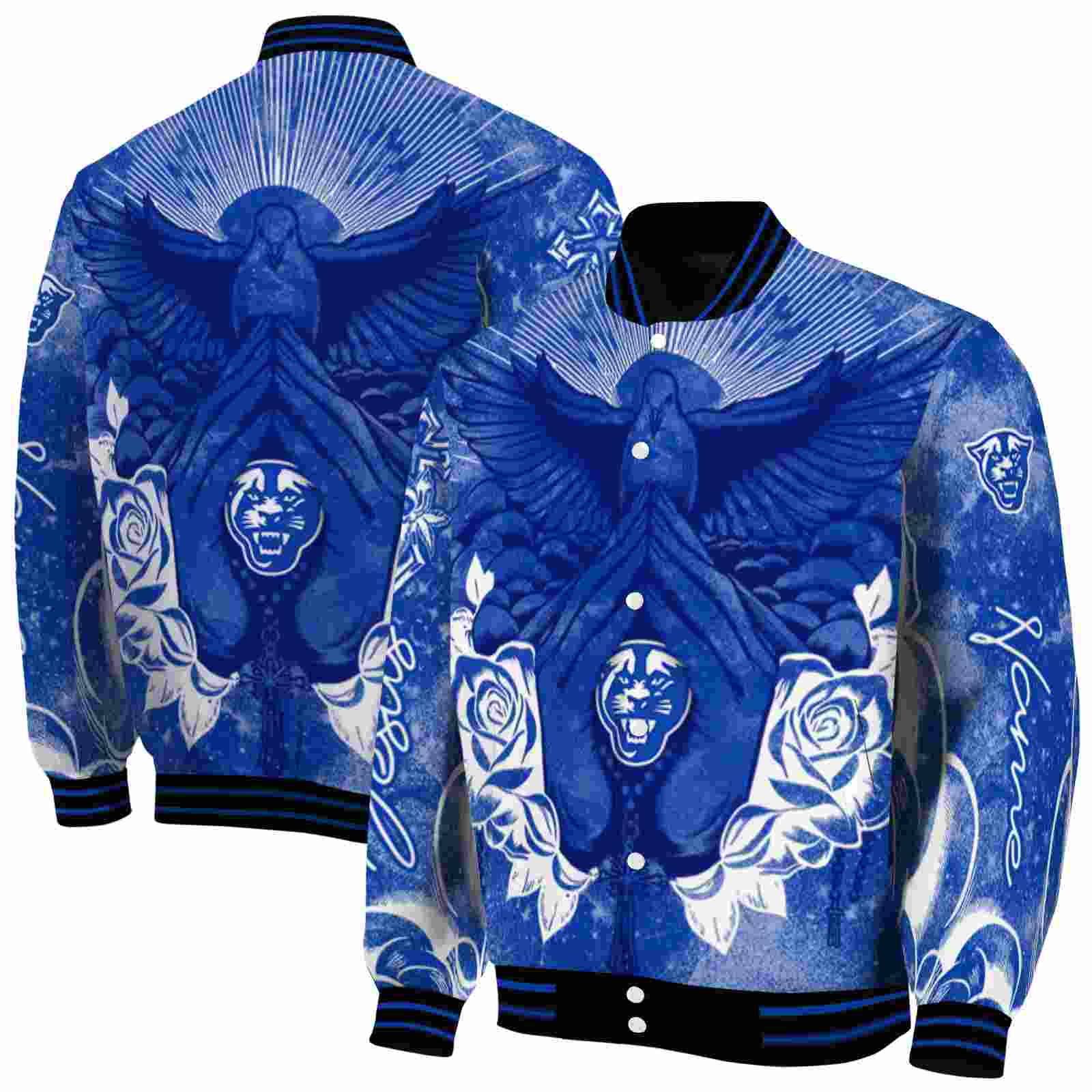 custom georgia state panthers praying hands blue jacket fashion forward custom georgia state panthers praying hands blue jacket fashion forward