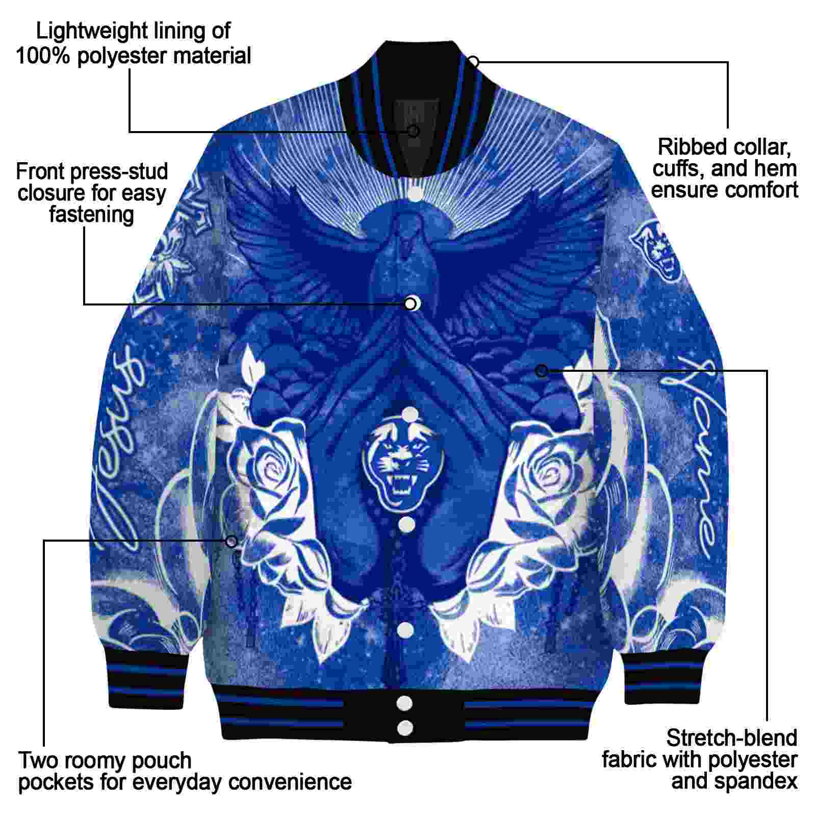 custom georgia state panthers praying hands blue jacket new arrival custom georgia state panthers praying hands blue jacket new arrival