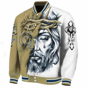 custom georgia tech yellow jackets jesus tears gold white jacket best selling