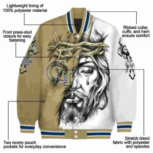 custom georgia tech yellow jackets jesus tears gold white jacket new arrival