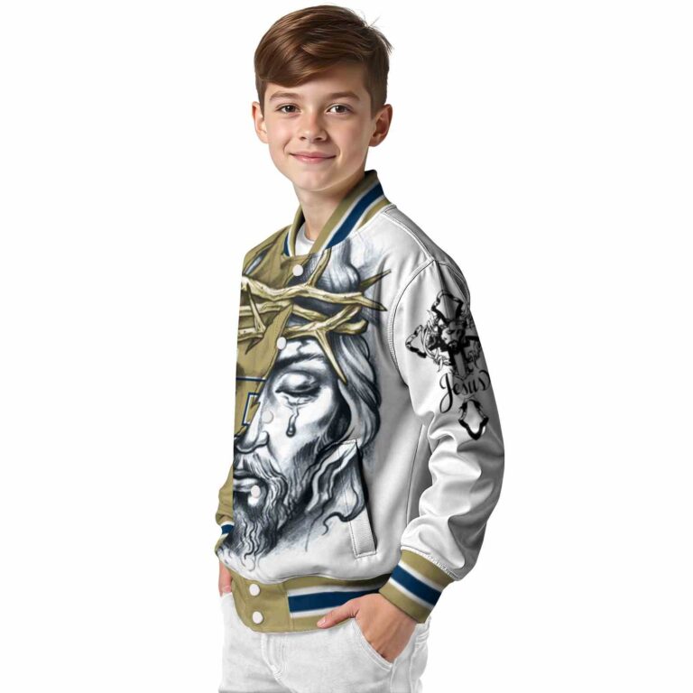 custom georgia tech yellow jackets jesus tears gold white jacket trendy