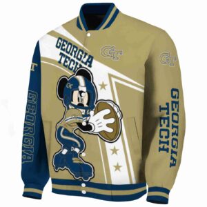 custom georgia tech yellow jackets mickey football gold white jacket best selling