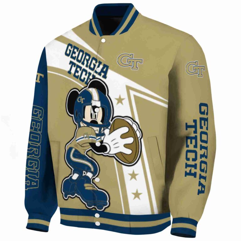 custom georgia tech yellow jackets mickey football gold white jacket best selling
