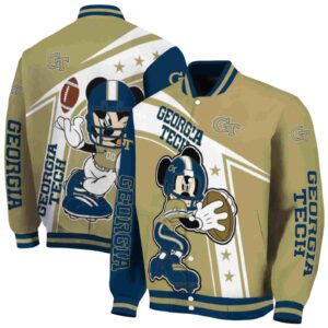 custom georgia tech yellow jackets mickey football gold white jacket fashion forward