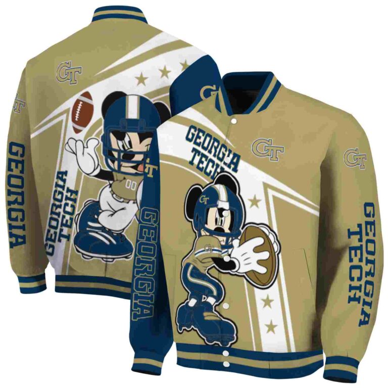 custom georgia tech yellow jackets mickey football gold white jacket fashion forward