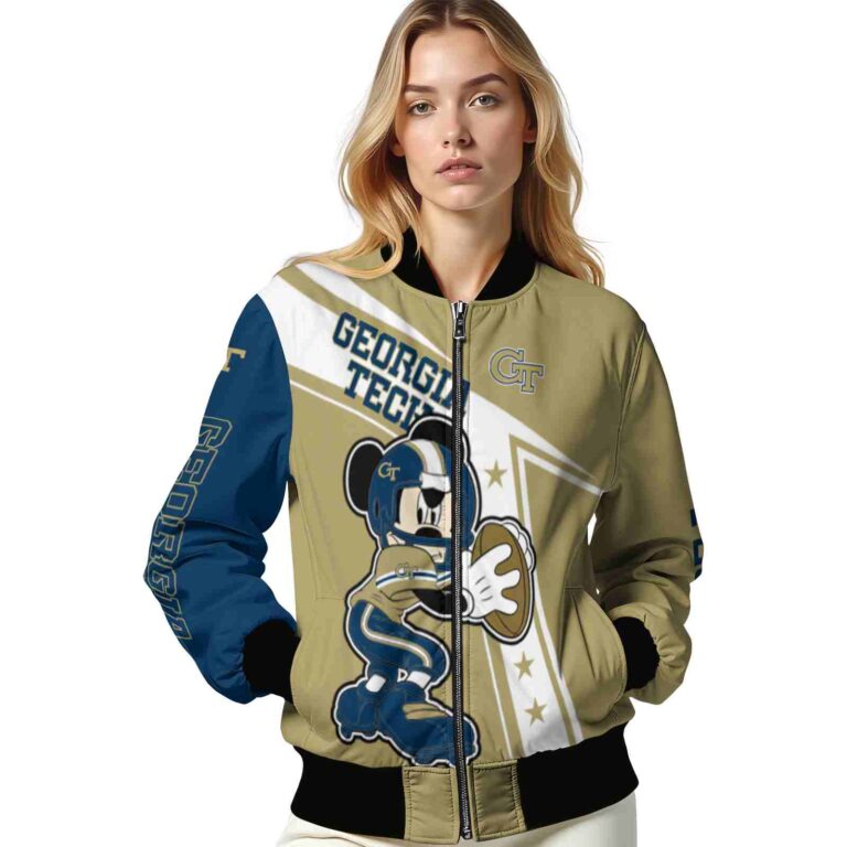 custom georgia tech yellow jackets mickey football gold white jacket latest model