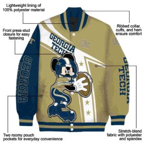 custom georgia tech yellow jackets mickey football gold white jacket new arrival