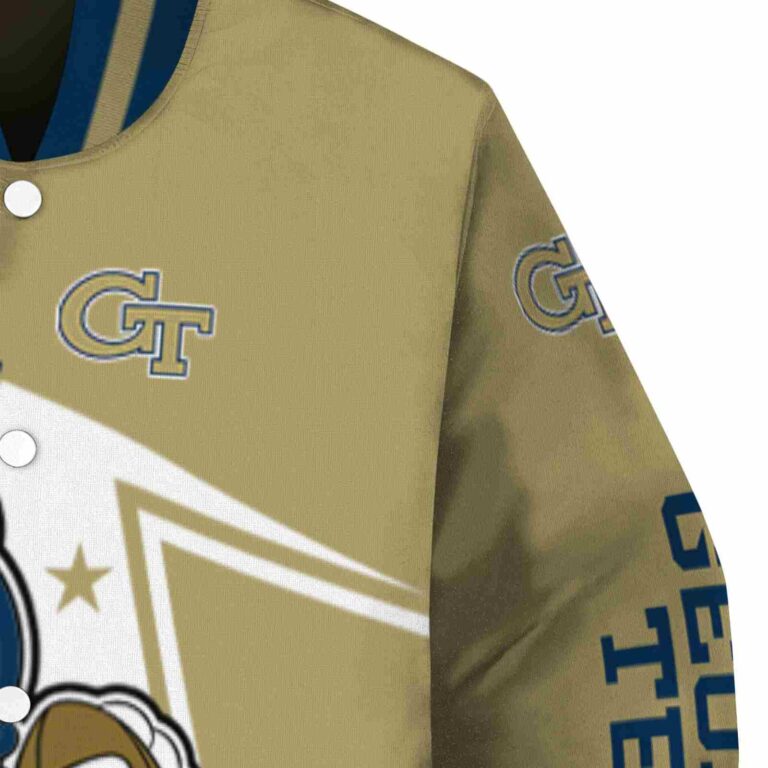 custom georgia tech yellow jackets mickey football gold white jacket premium grade