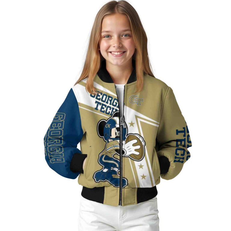 custom georgia tech yellow jackets mickey football gold white jacket top rated