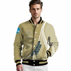 custom georgia tech yellow jackets wave patterns gold jacket high quality