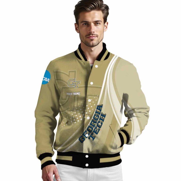 custom georgia tech yellow jackets wave patterns gold jacket high quality