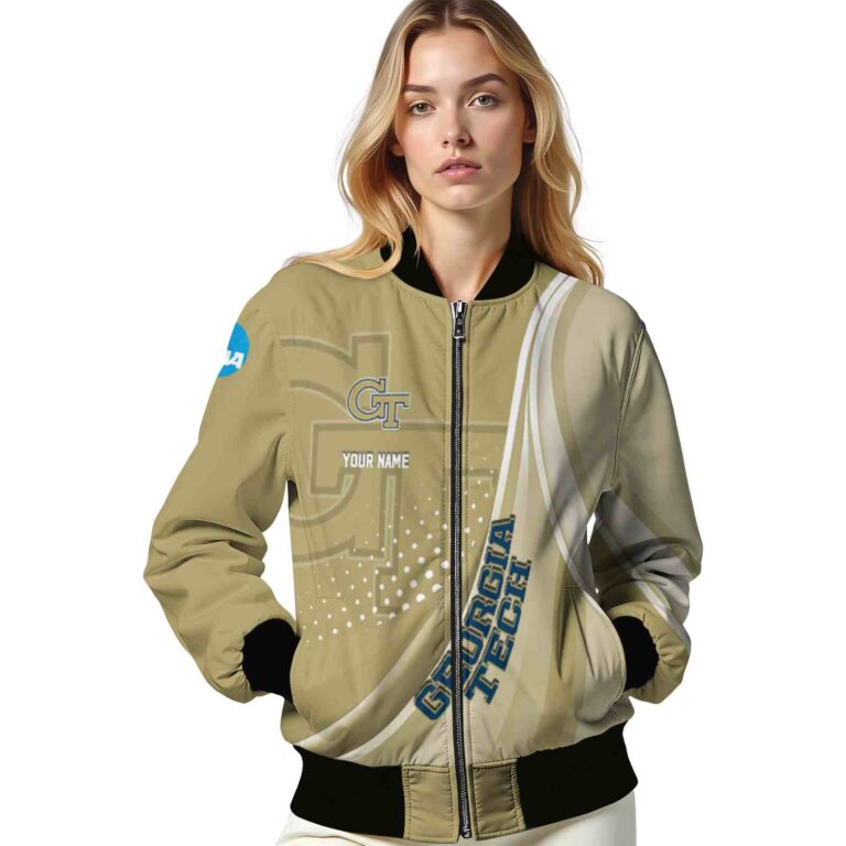 custom georgia tech yellow jackets wave patterns gold jacket latest model