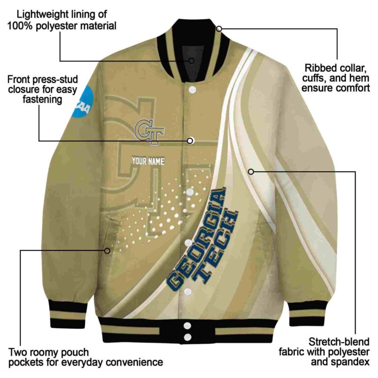 custom georgia tech yellow jackets wave patterns gold jacket new arrival