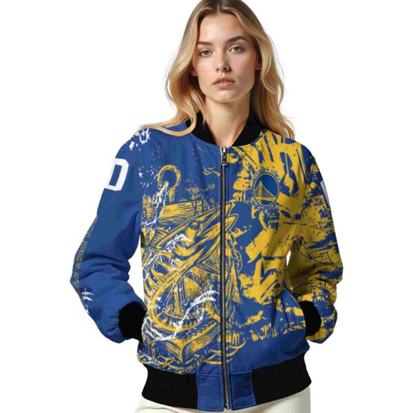 custom golden state warriors fishing art blue jacket latest model