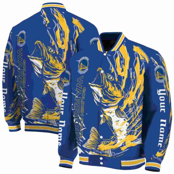 custom golden state warriors fishing passion blue white jacket fashion forward