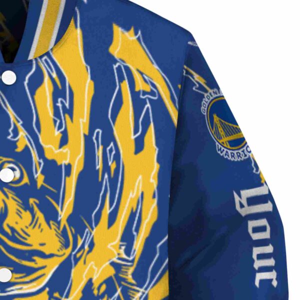 custom golden state warriors fishing passion blue white jacket premium grade