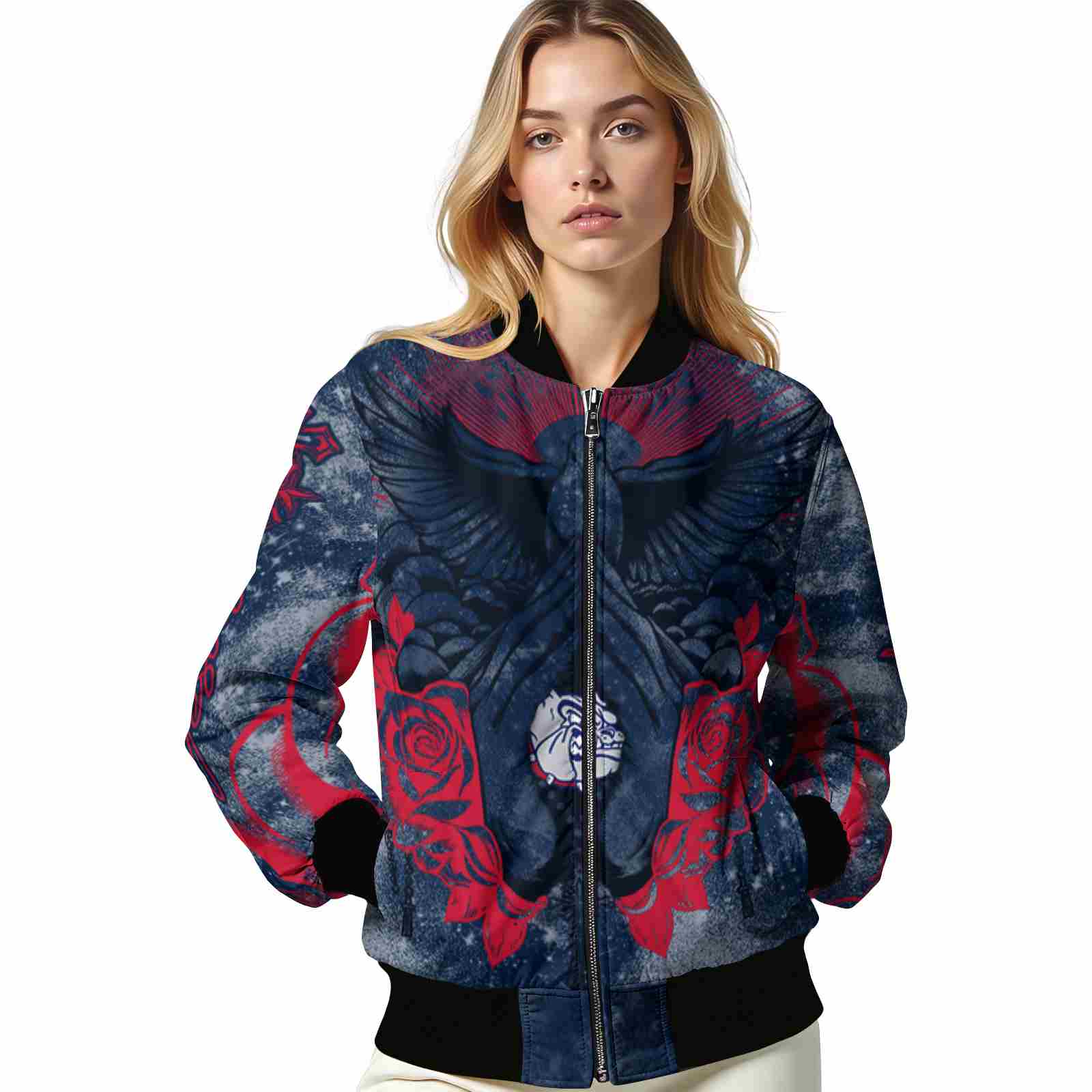 custom gonzaga bulldogs praying hands blue jacket latest model custom gonzaga bulldogs praying hands blue jacket latest model