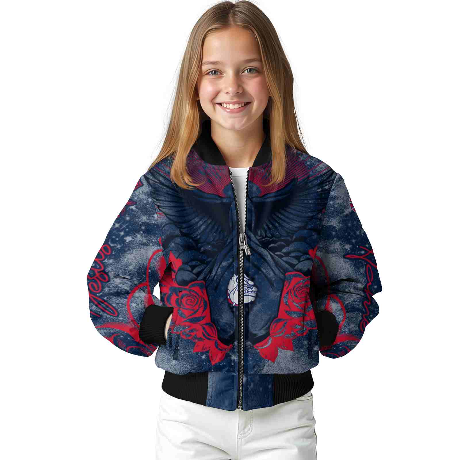 custom gonzaga bulldogs praying hands blue jacket top rated custom gonzaga bulldogs praying hands blue jacket top rated