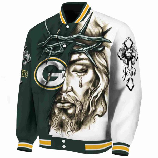 custom green bay packers jesus tears green white jacket best selling