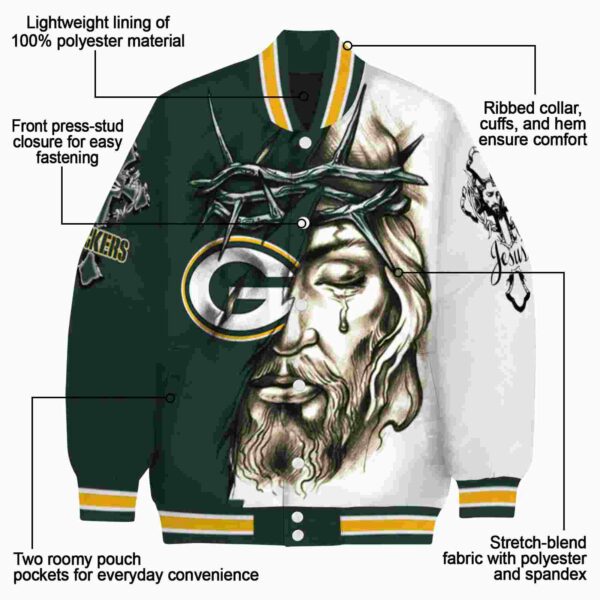 custom green bay packers jesus tears green white jacket new arrival