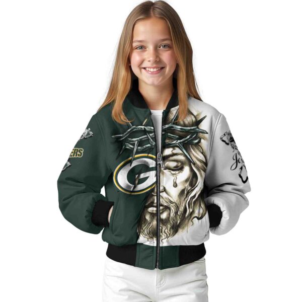 custom green bay packers jesus tears green white jacket top rated