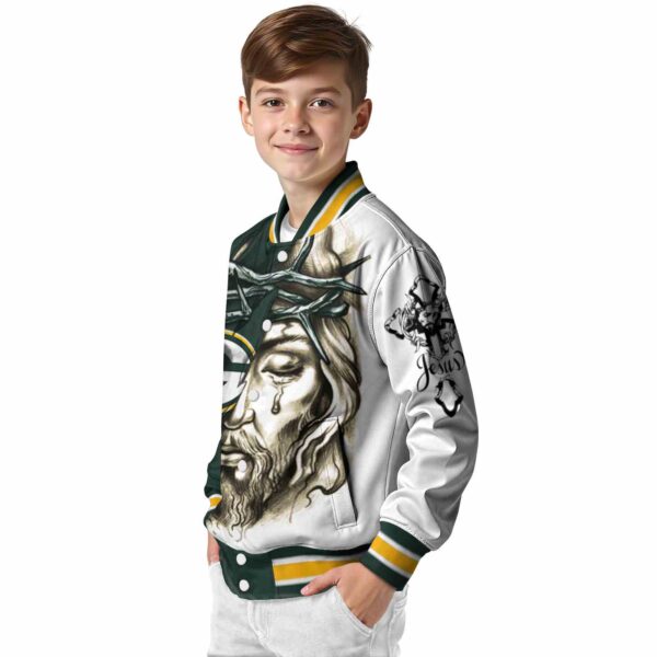 custom green bay packers jesus tears green white jacket trendy