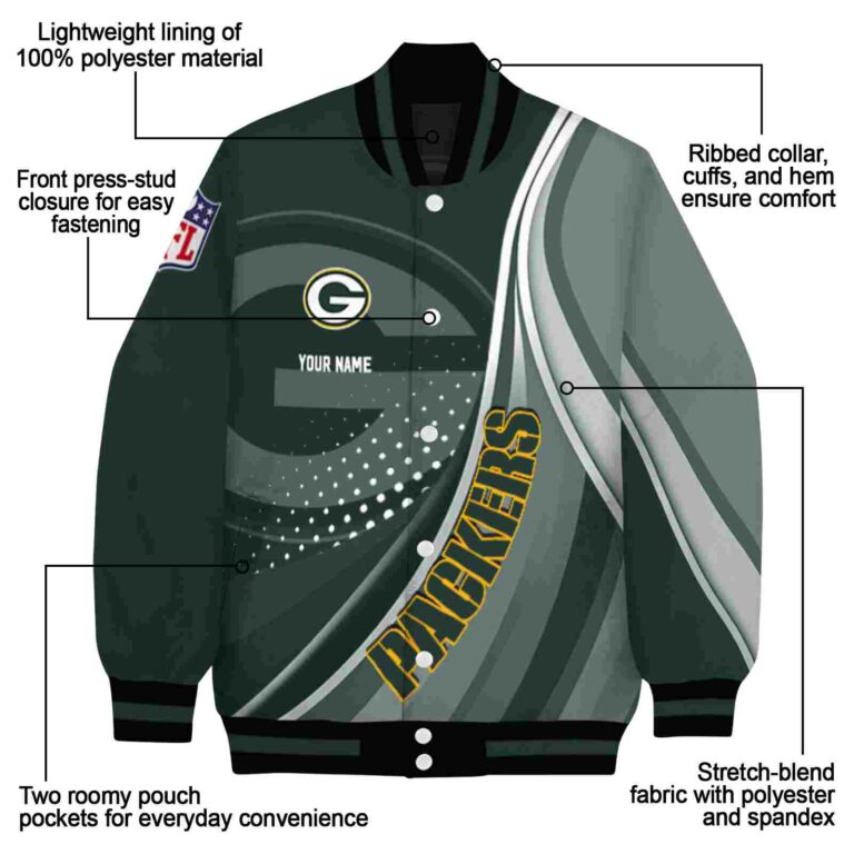 custom green bay packers wave patterns green jacket new arrival