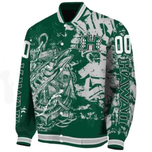 custom hawaii rainbow warriors fishing art green jacket best selling