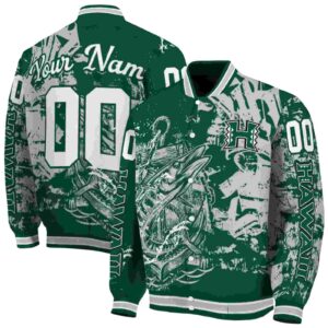 custom hawaii rainbow warriors fishing art green jacket fashion forward