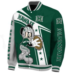 custom hawaii rainbow warriors mickey football green white jacket best selling