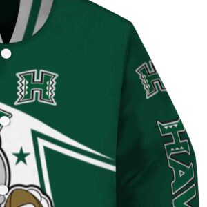 custom hawaii rainbow warriors mickey football green white jacket premium grade