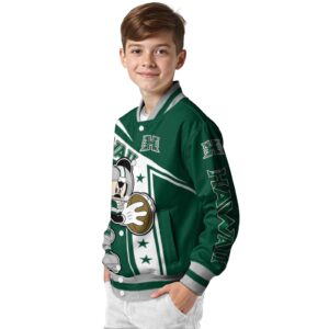 custom hawaii rainbow warriors mickey football green white jacket trendy