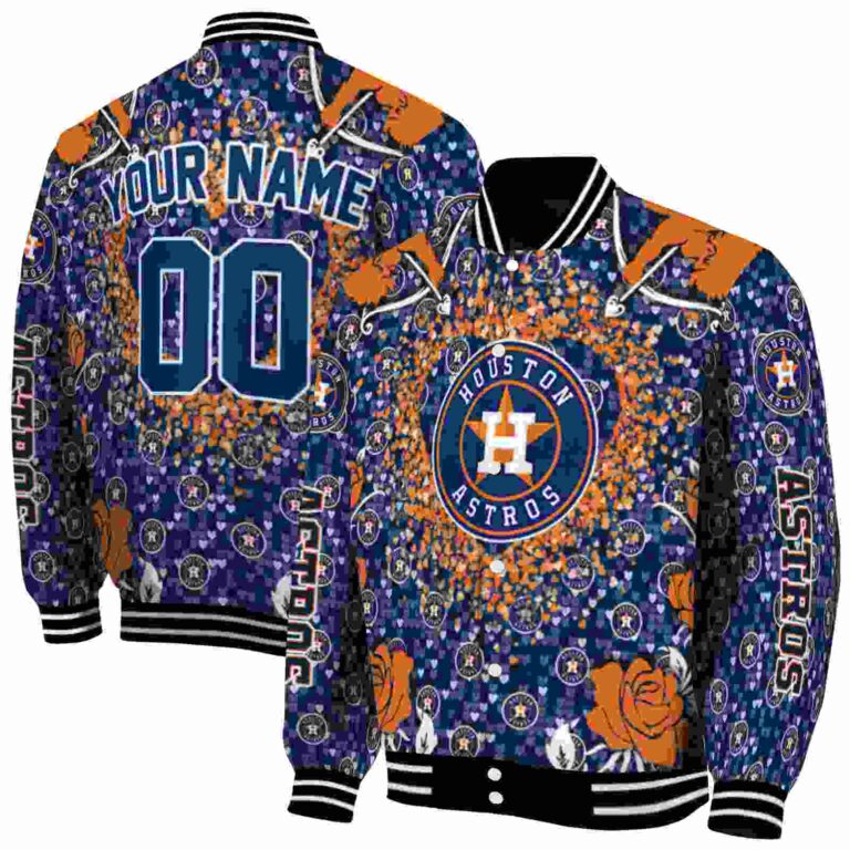 custom houston astros heart explosion blue jacket fashion forward