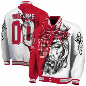 custom houston cougars jesus tears red white jacket fashion forward